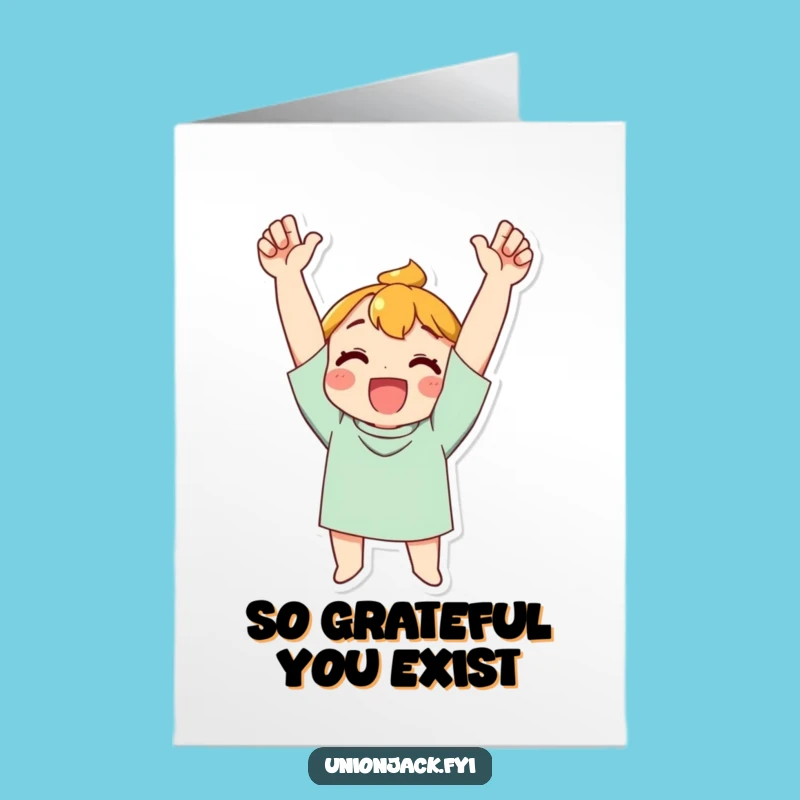 Free Printable Thank You Card: Cheering Character for a Grateful Downloadable Gift