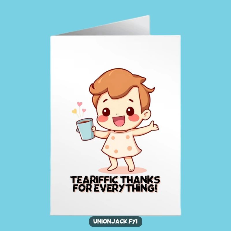 Free Printable Thank You Card: Happy Dancer Character Cuppa Funny Downloadable