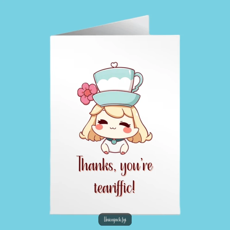 Free Printable Thank You Card: Winking Tea Character for a Charming Downloadable Gift