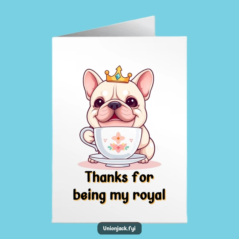 Free Printable Thank You Card: Grateful Bulldog Teacup Balancing, Downloadable Gift