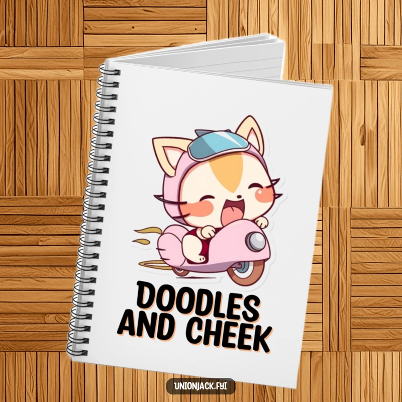 Funny notebook cover with a character sticking its tongue out playfully from beneath a bowler hat, perfect for jotting down playful ideas.