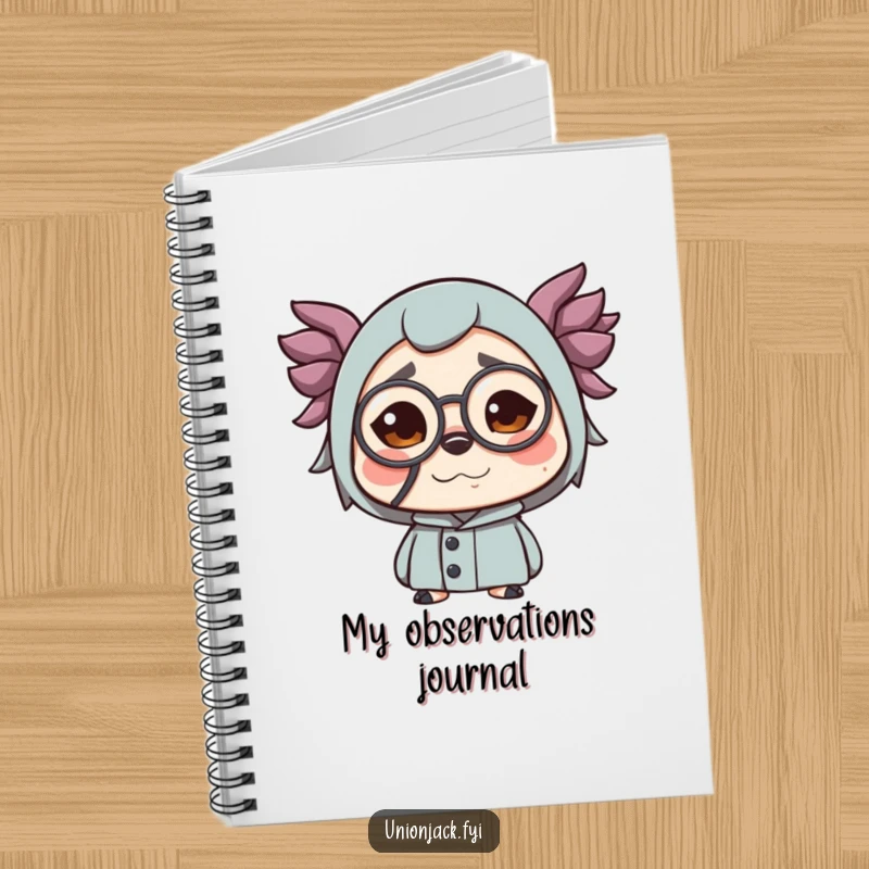 Funny notebook featuring a character making a funny face while wearing a monocle. Ideal for jotting down witty observations.
