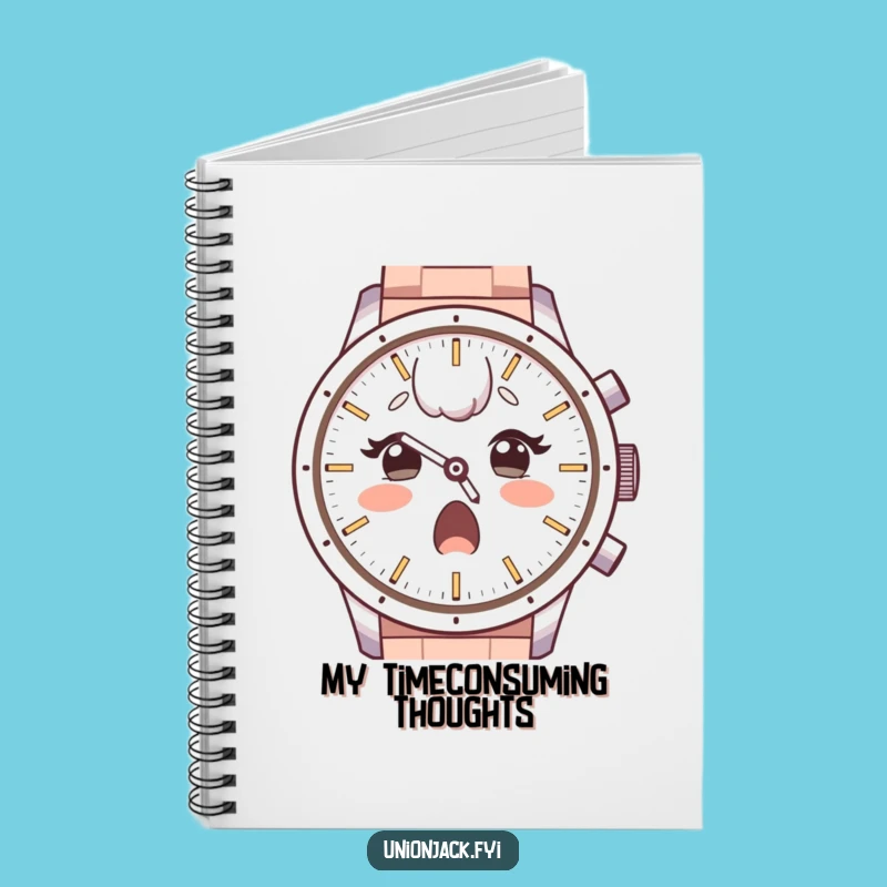 Funny Notebook: Surprised Character Admires Watch Face, Great for Notes Funny Gift