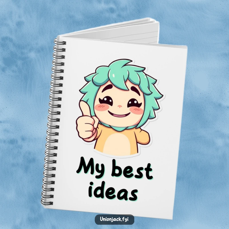 Funny notebook with a character giving an exaggerated thumbs up and a cheeky grin, ideal for writing.