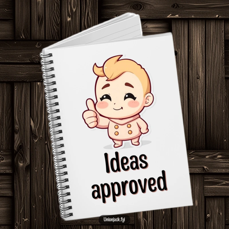 Funny notebook cover with a character giving a thumbs up and a cheeky grin, ready for notes and brilliant ideas.