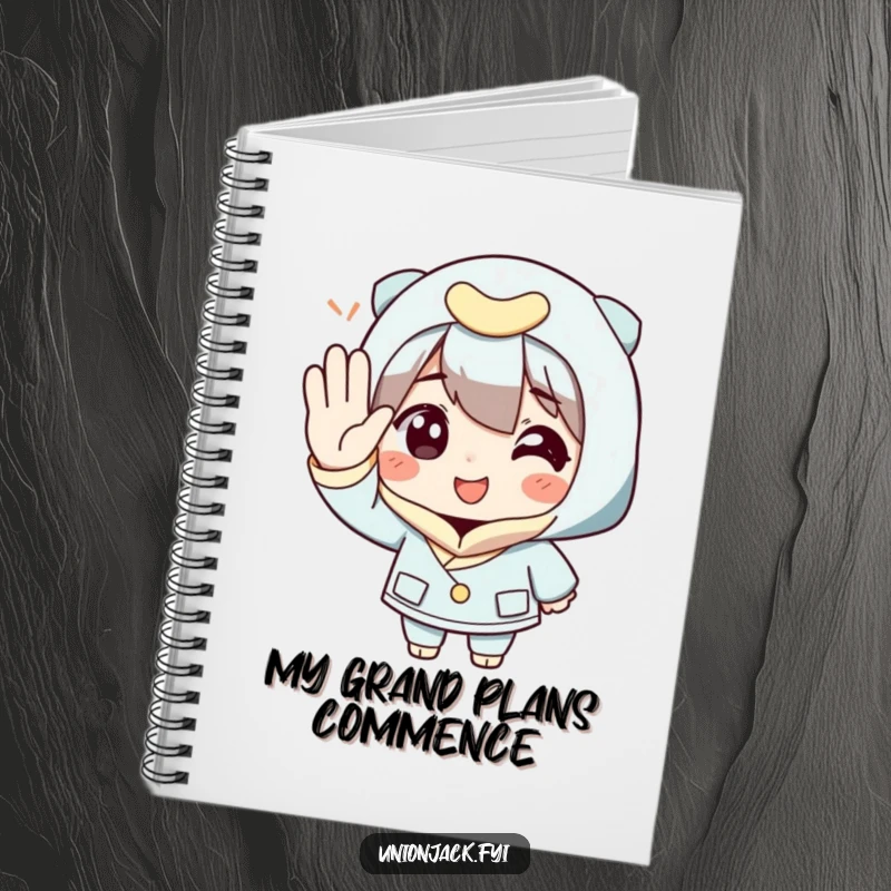 Funny Notebook: A character offers an exaggeratedly polite salute, ready to greet any idea.