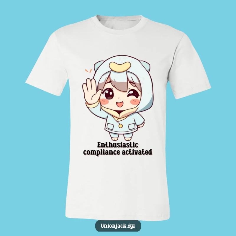 Funny Polite Character T-Shirt: Exaggerated Salute Design, Awesome Humorous Gift