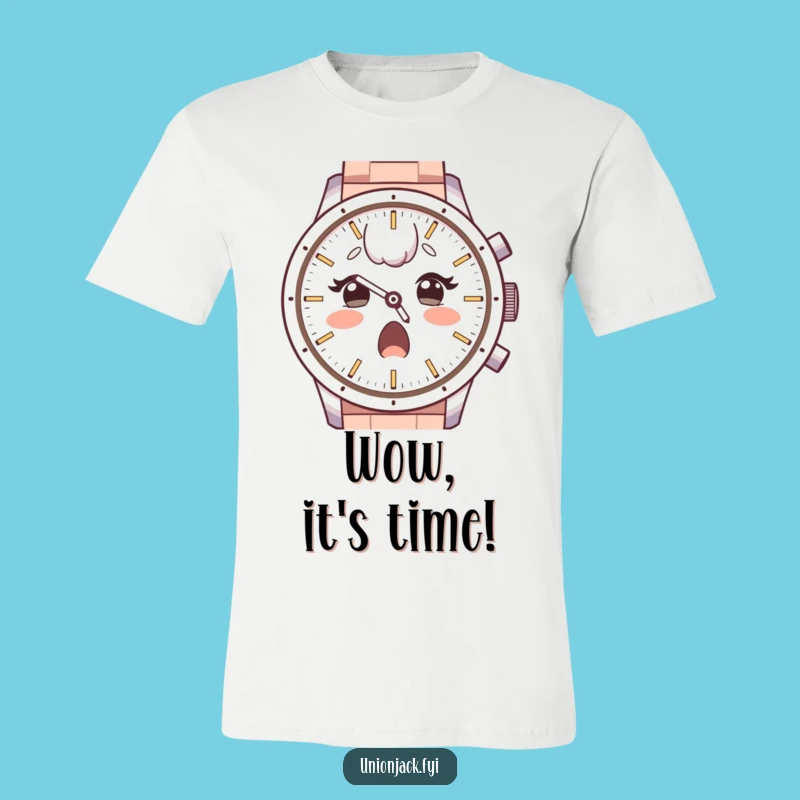 Funny T-Shirt: Surprised Character Admires Watch Face, Quirky Funny Gift