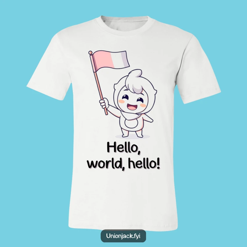 Funny Waving Flag T-Shirt: Cheerful Grin Tee for Enthusiastic Wear