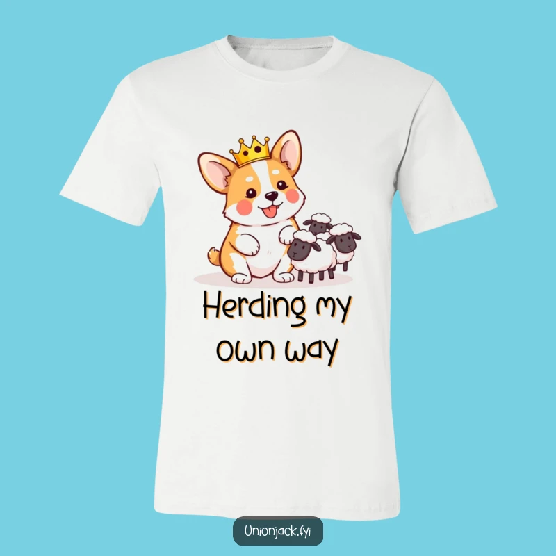 Funny Corgi Crown Sheep Herding T-Shirt: Comical Royal Dog Tee
