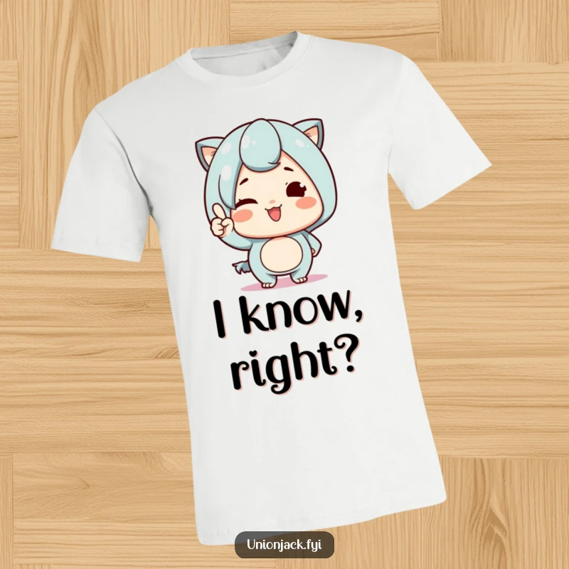 Funny T-Shirt: Adorable character confidently winking and nodding, symbolizing pride and a touch of mischief, great for casual wear.