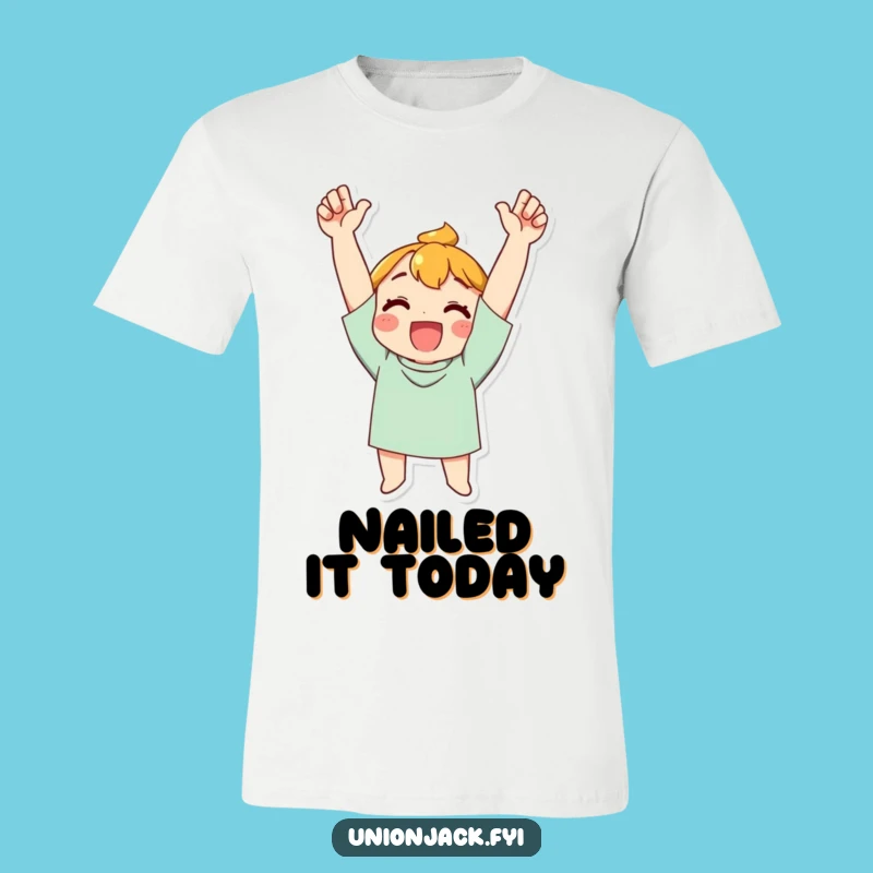 Funny Victory T-Shirt: Cheering Character - Ideal Funny Gift for the Champion