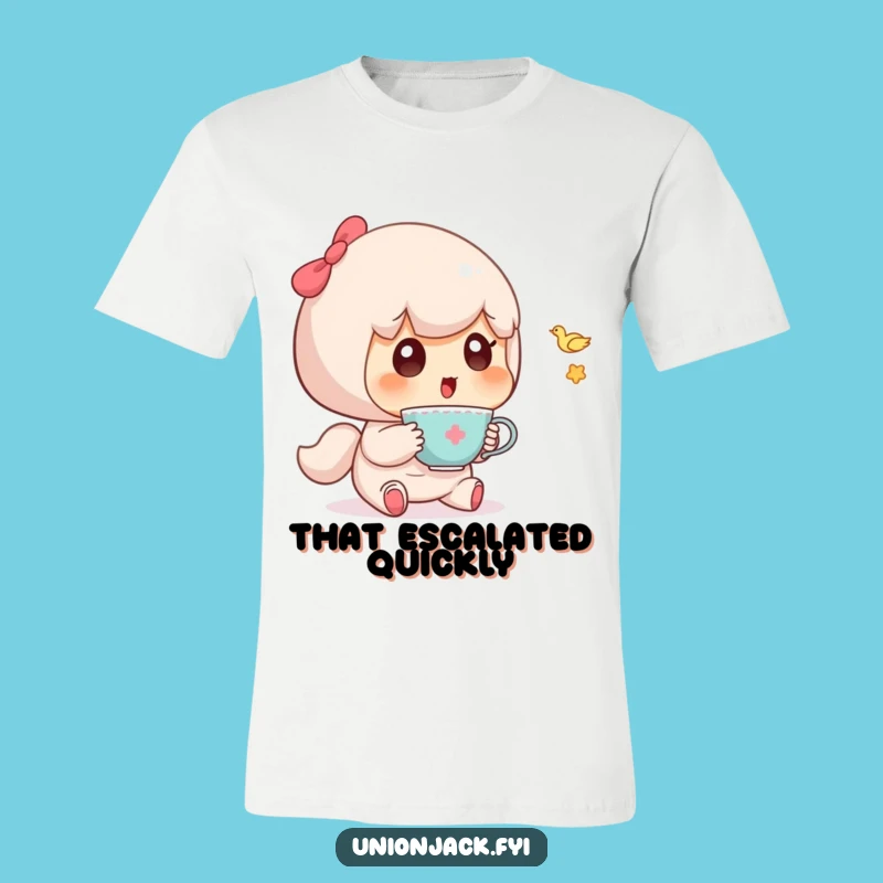 Funny Character Teacup Surprise T-Shirt: Quirkysyle for Everyday Fun