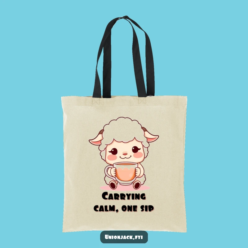 Funny Sheepish Grin Tote Bag: Charming Character Shopping Bag for Daily Fun