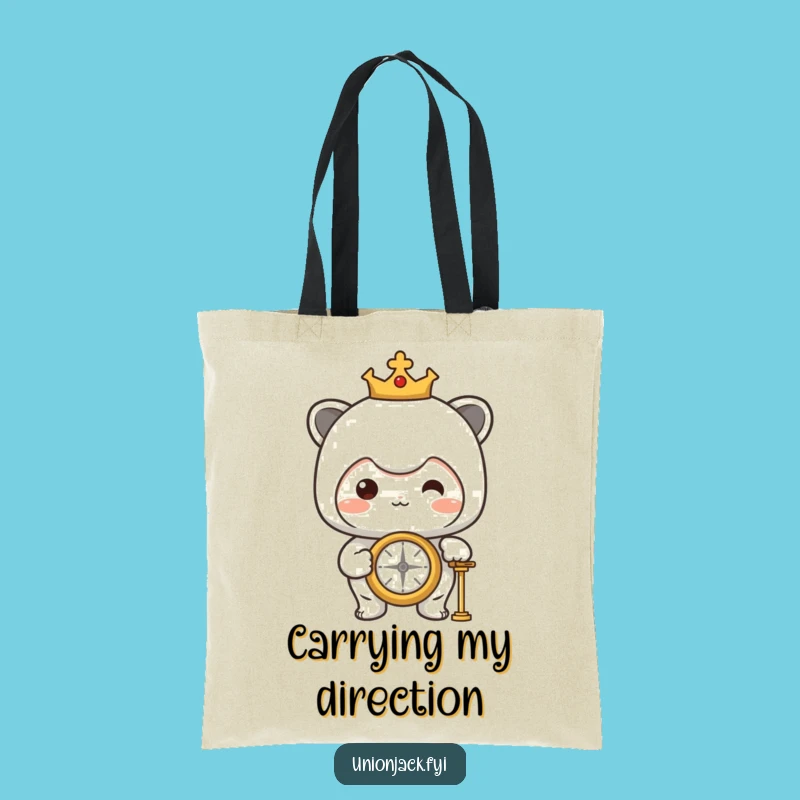 Funny Proud Compass Tote Bag: Character's Adventure Carry, Practical & Hilarious Gift!