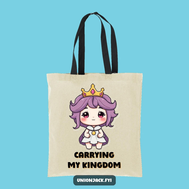 Funny Crowned Character Tote Bag: Regal Style for Everyday Royal Errands