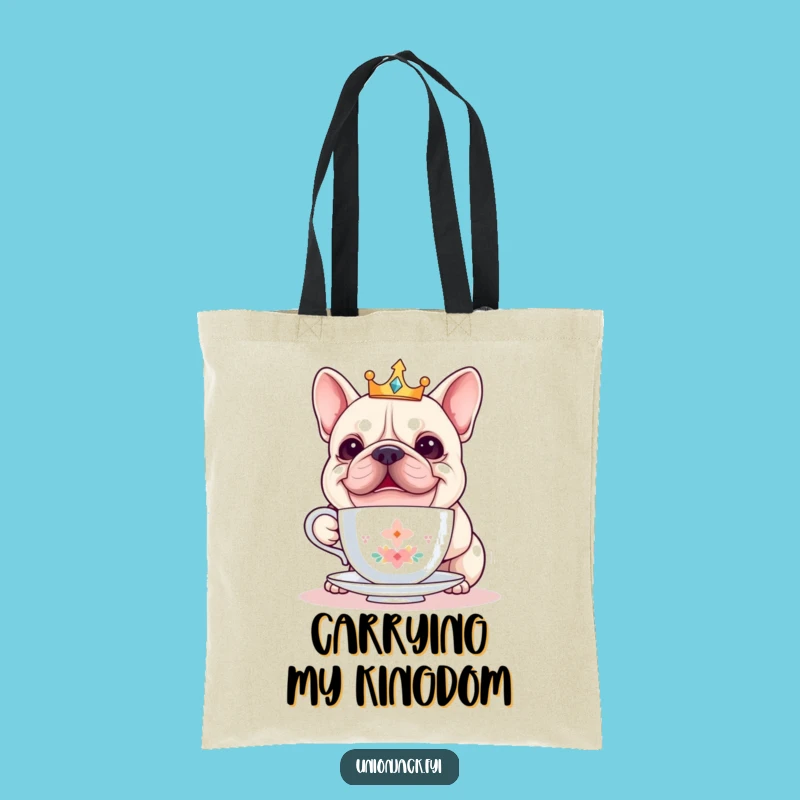 Funny Bulldog Teacup Tote Bag - Chic & Hilarious Royal Accessory Gift!