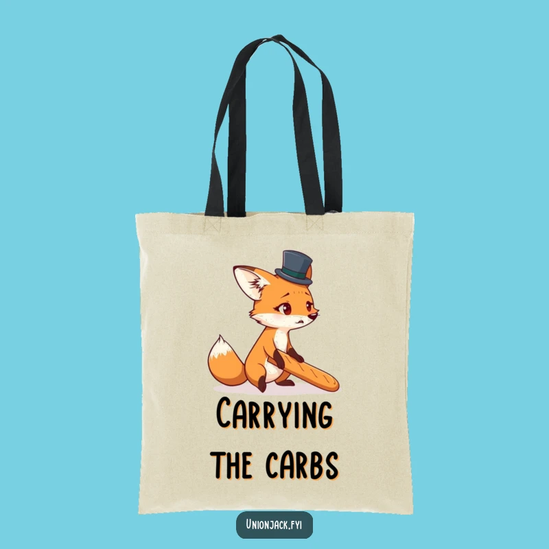 Funny Fox Top Hat Baguette Tote Bag: Comical Carry-All for Foodies