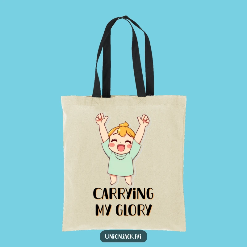 Funny Triumph Tote Bag: Cheering Character - Carry Your Success with Pride, Great Funny Gift